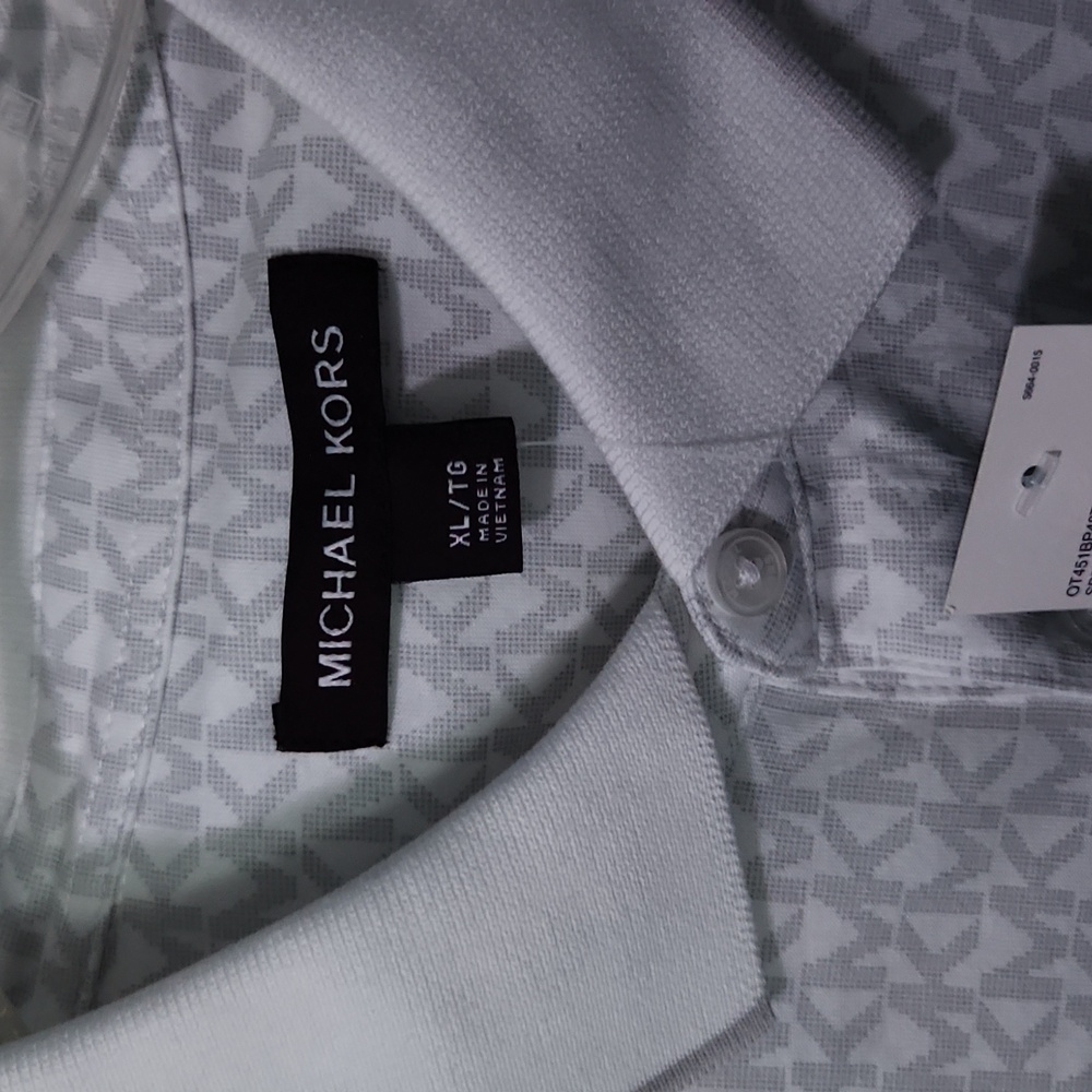 Michael Kors Subtle Pattern White Polo Shirt NWT - image 3